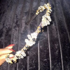Elegant Gold and Crystal Floral Headband